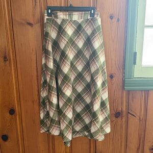 ❤️Amazon Brand Wool Blend Midi Length Skirt Leaf Green, Rust, Brown, Cream Plaid